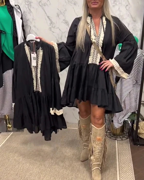 Bohemian Loose-Fit Holiday Maxi Dress with Flowy Silhouette