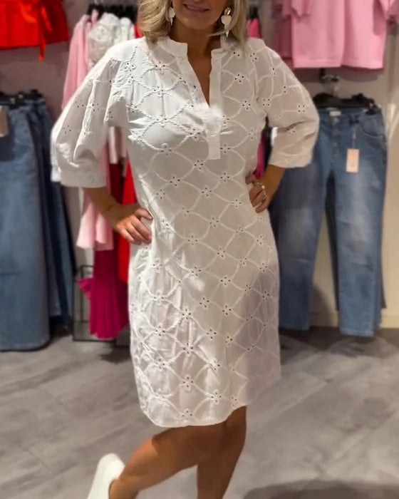 Floral Long Sleeve Cutout Dress with Flowy Silhouette