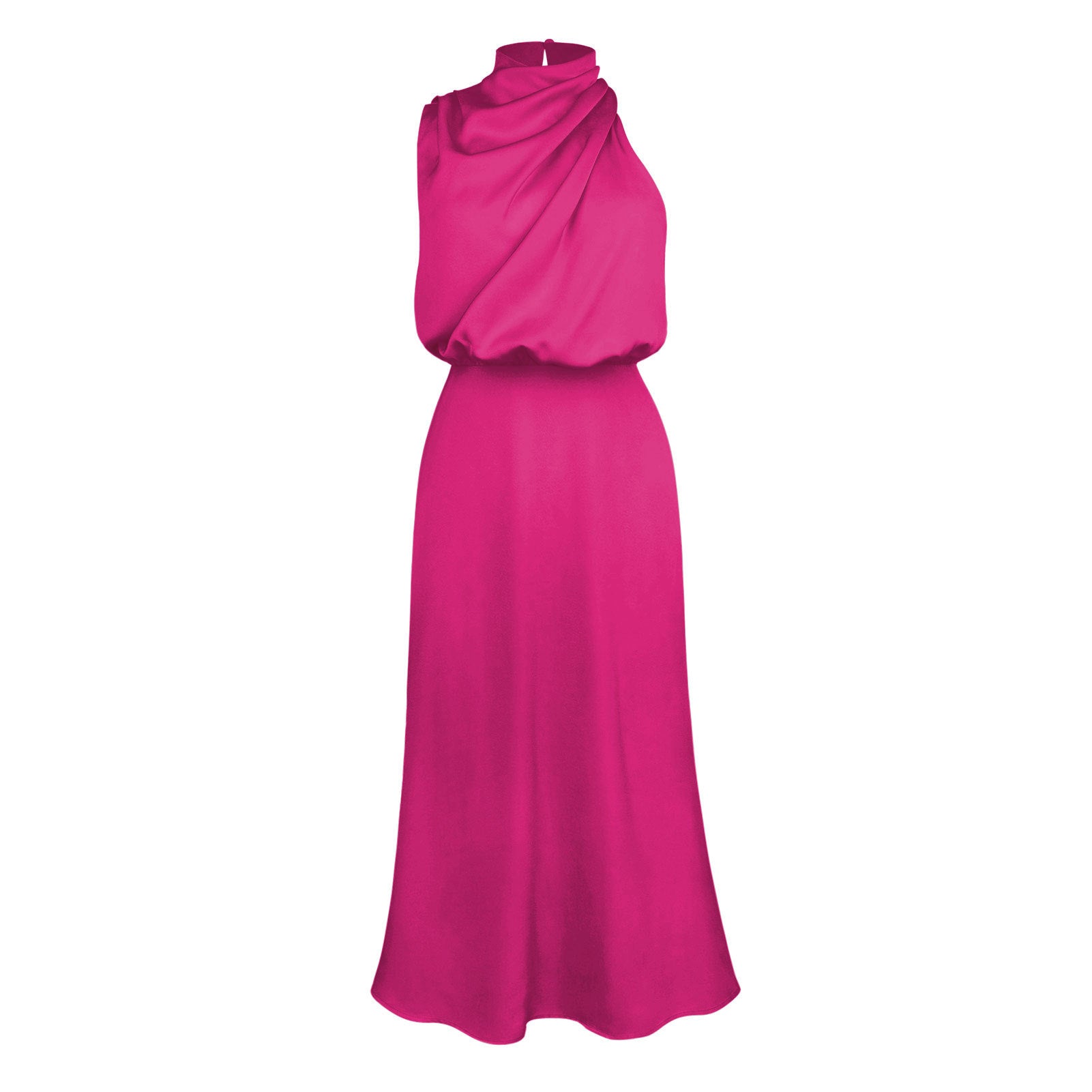 Sleeveless Satin-Effect Statement Dress