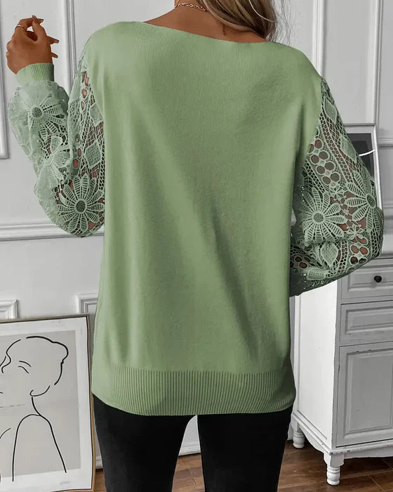 Trendy V-Neck Hollow-Knit Sweater with Lightweight Ajour Detail