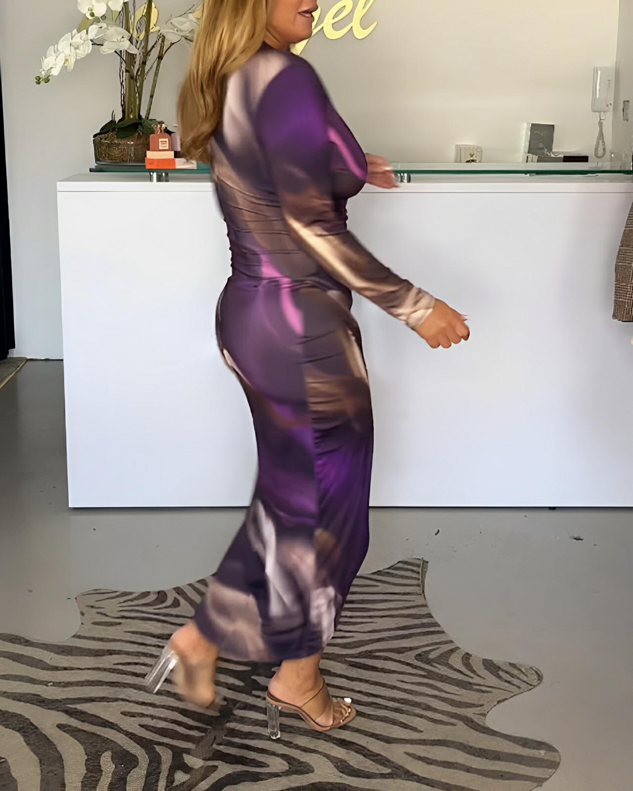 ELEGANT V-NECK SLIT MAXI DRESS