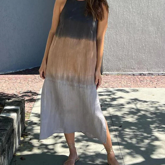 Sleeveless Gradient Midi Dress with Flowy Silhouette