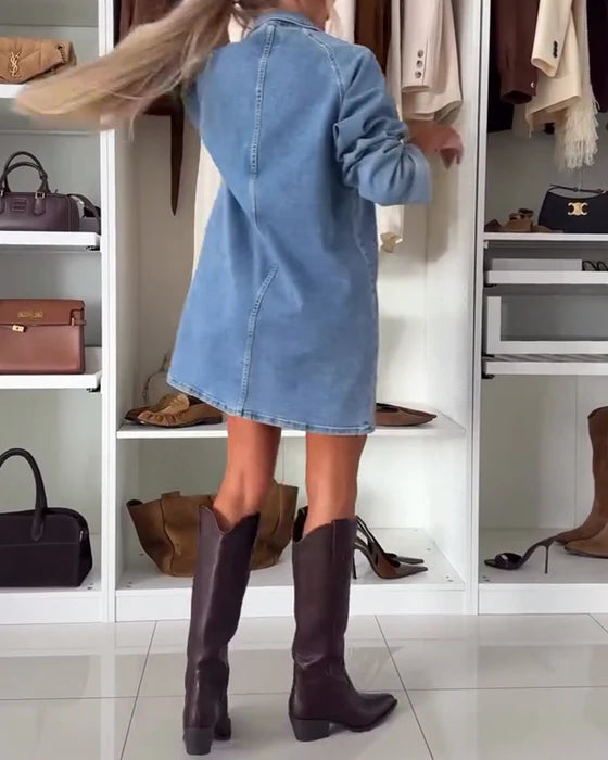 Loose-Fit Dress with Three-Quarter Raglan Sleeves & Relaxed Silhouette