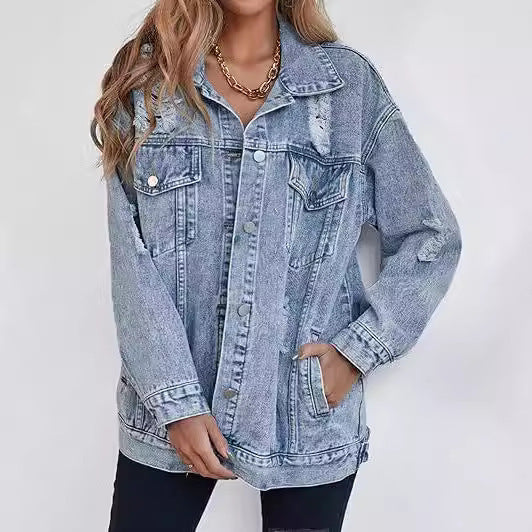 Denim Jacket Boyfriend-style Ripped Distressed