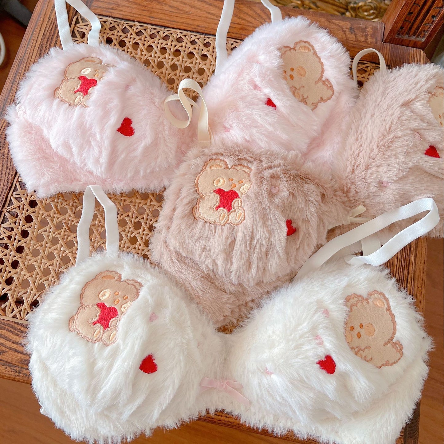 Cute Bear Plush Bra & Underwear Set