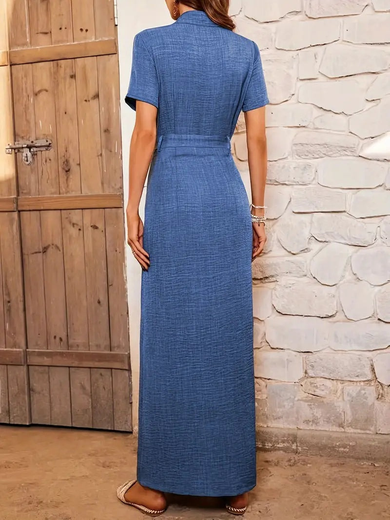 Casual Short-Sleeved Denim Dress