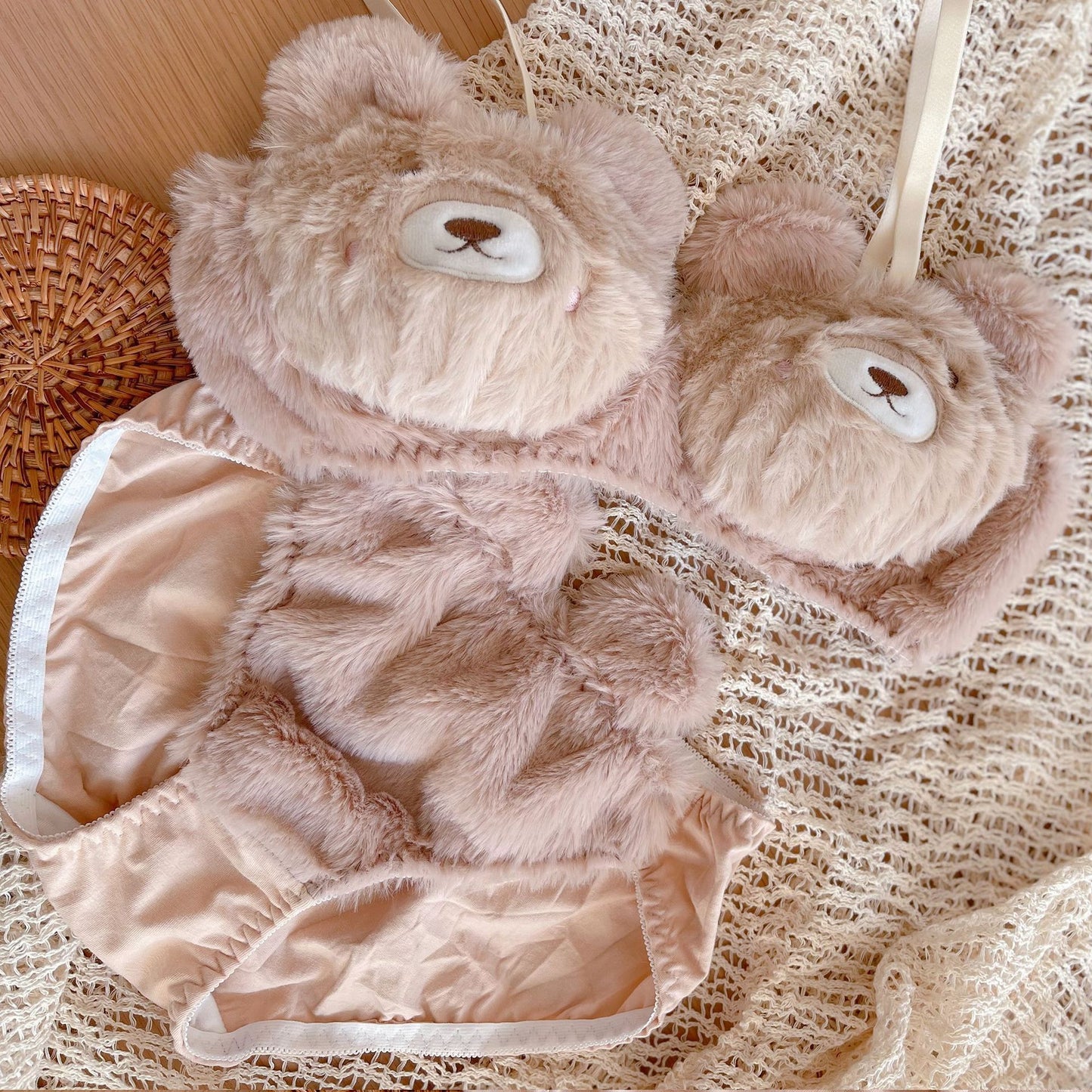 Cute Bear Plush Bra & Underwear Set