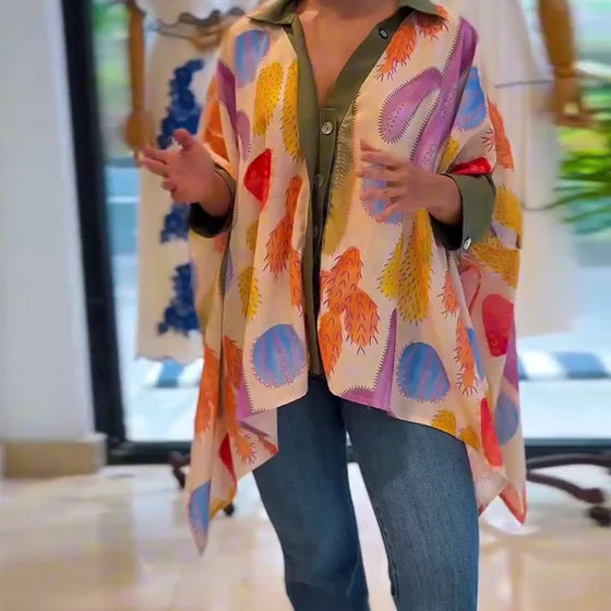 Casual Printed Loose-Fit Blouse with Relaxed Silhouette