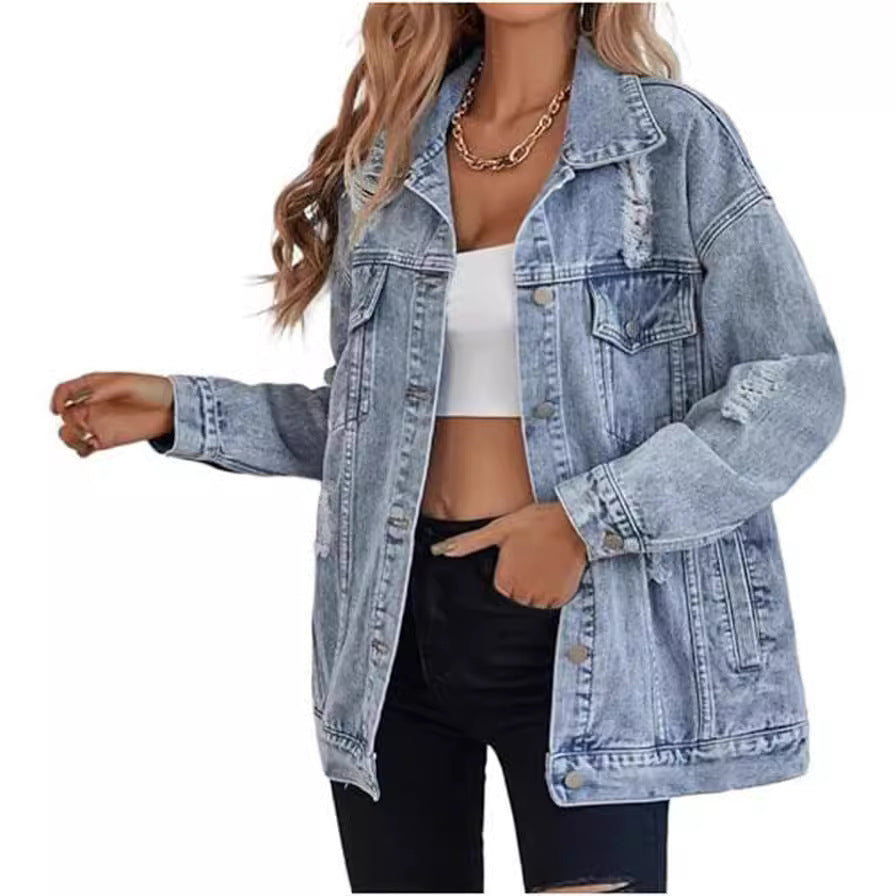 Denim Jacket Boyfriend-style Ripped Distressed