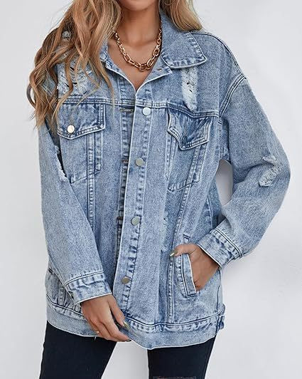 Denim Jacket Boyfriend-style Ripped Distressed