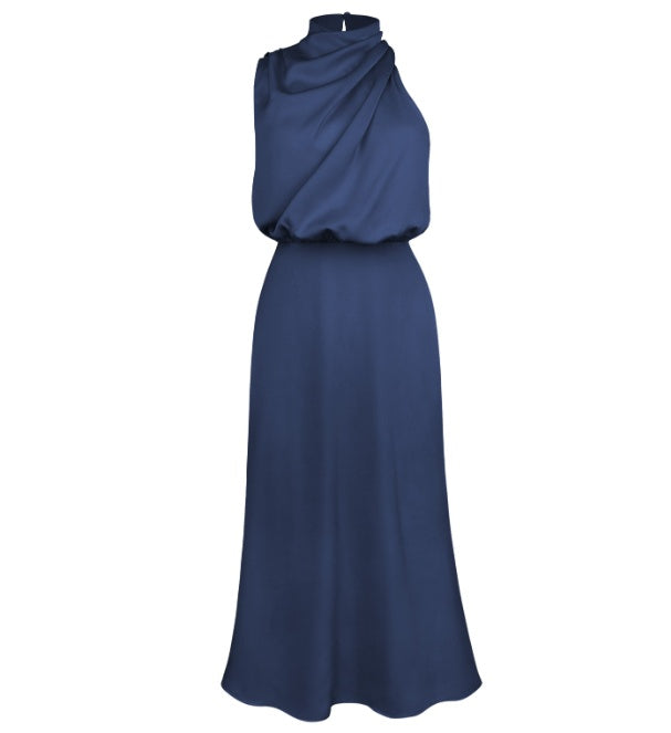 Sleeveless Satin-Effect Statement Dress
