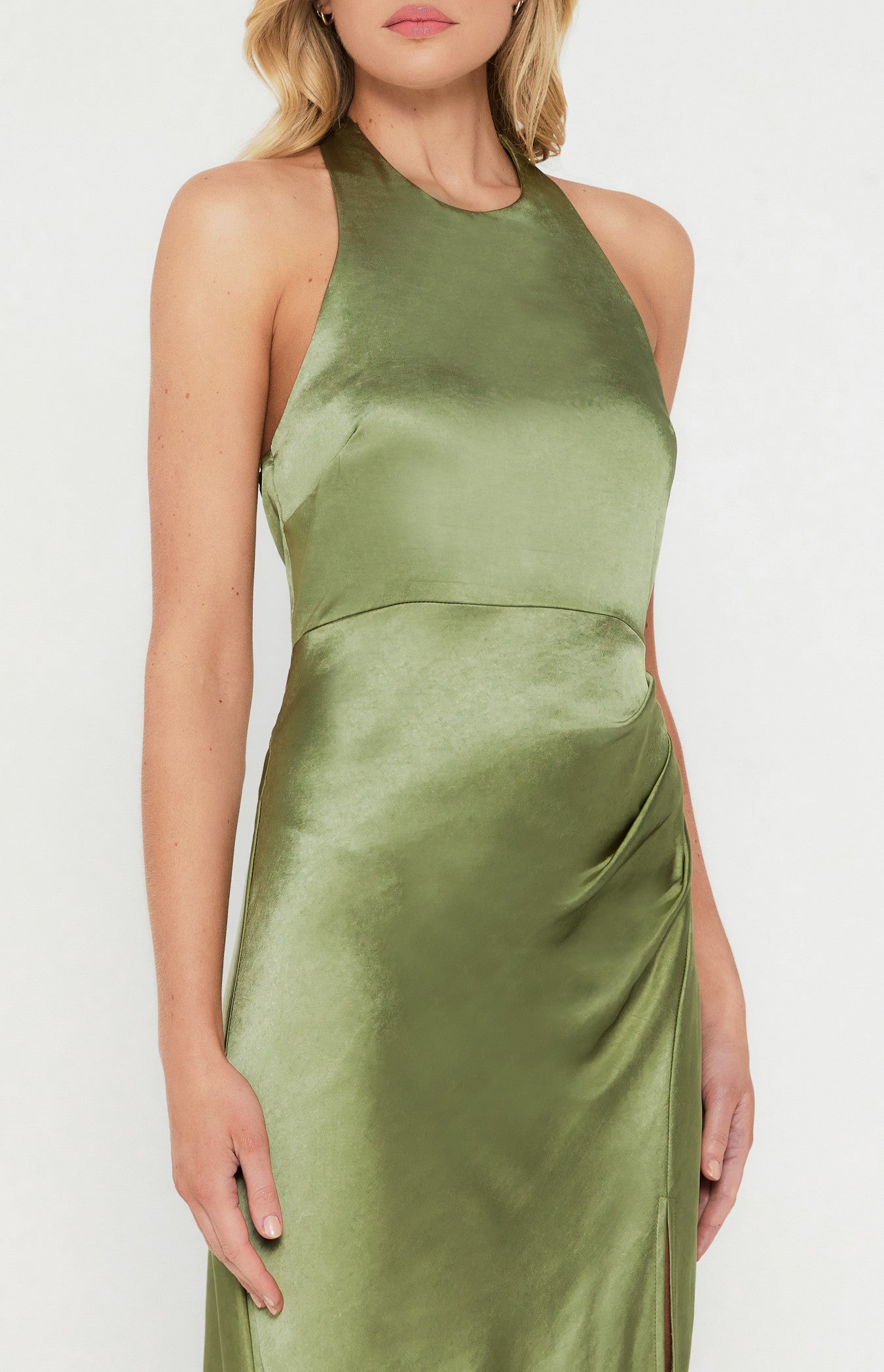 Satin Halter Neck Midi Dress