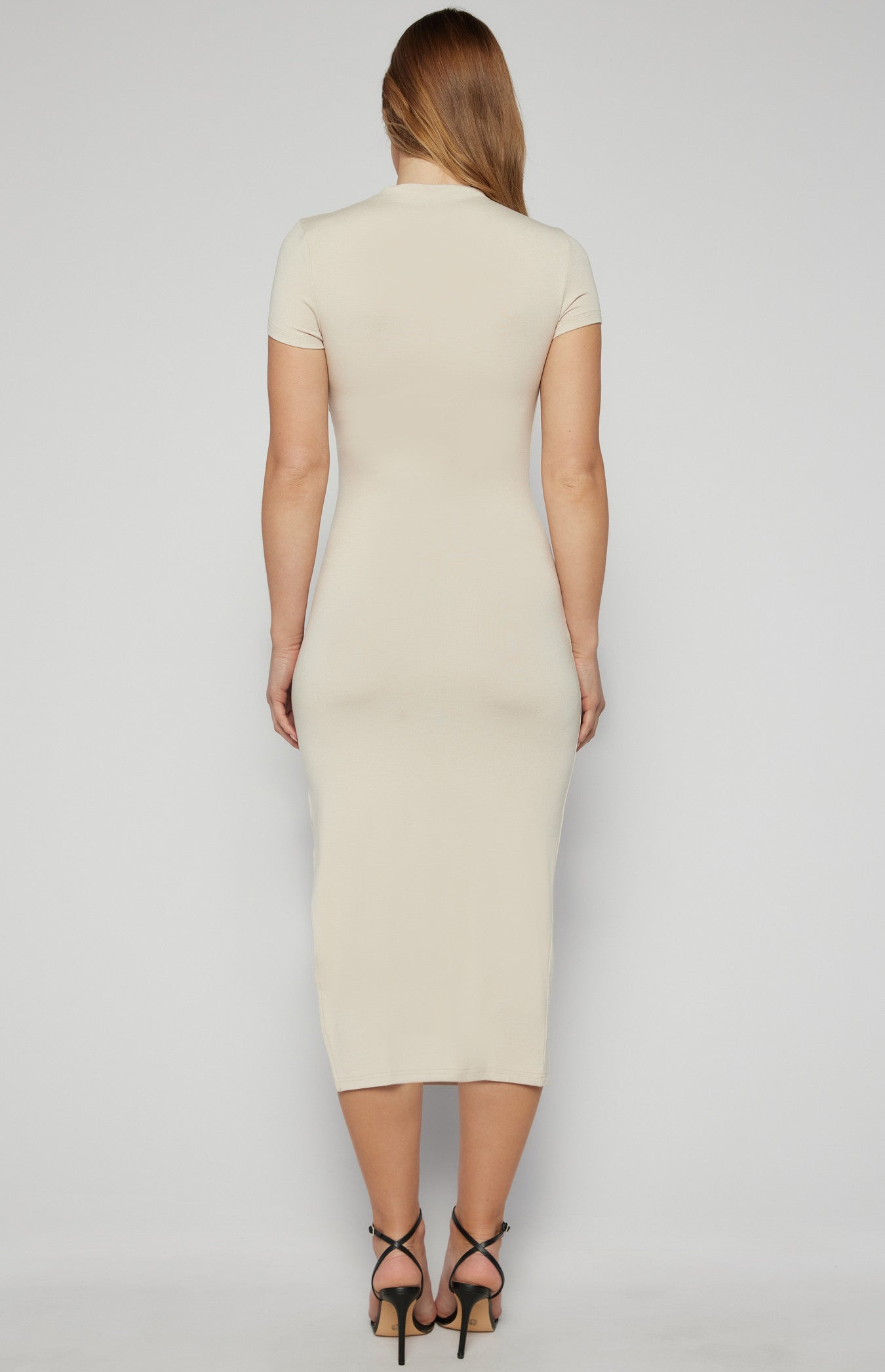 Ruched Detail Short Sleeve Jersey Midi Dress