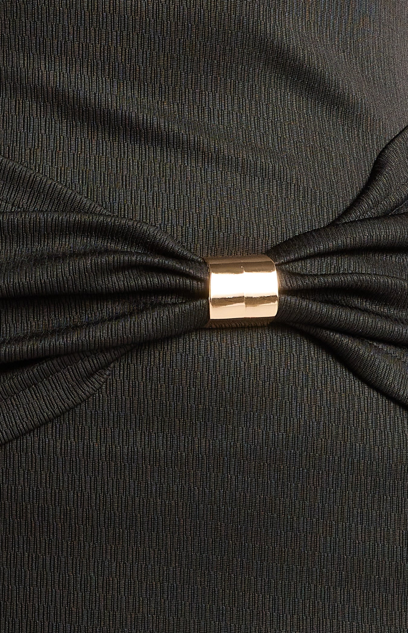 Textured Jersey Dress with Waist Gathering and Gold Ring Feature