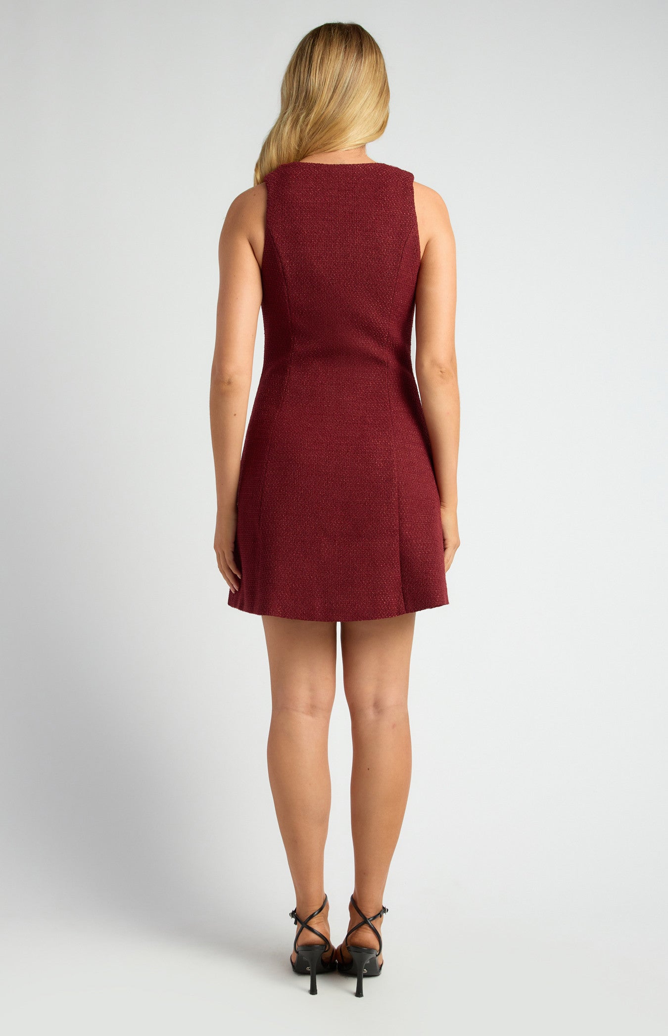 Tweed A-Line Mini Dress with Embossed Gold Buttons CITRINE & CIPHER Tweed A-Line Mini Dress with Embossed Gold Buttons CITRINE & CIPHER