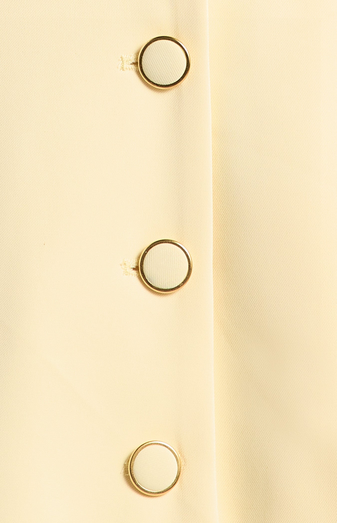 Curved Lapel Gold Accent Buttons Pleated Hem Dress