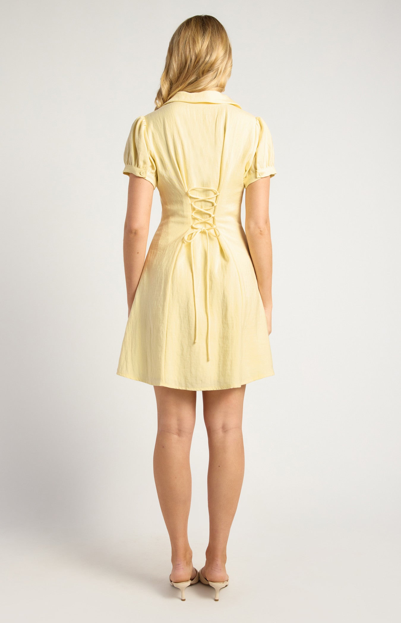 Lace Back Feature Button Up Shirt Dress