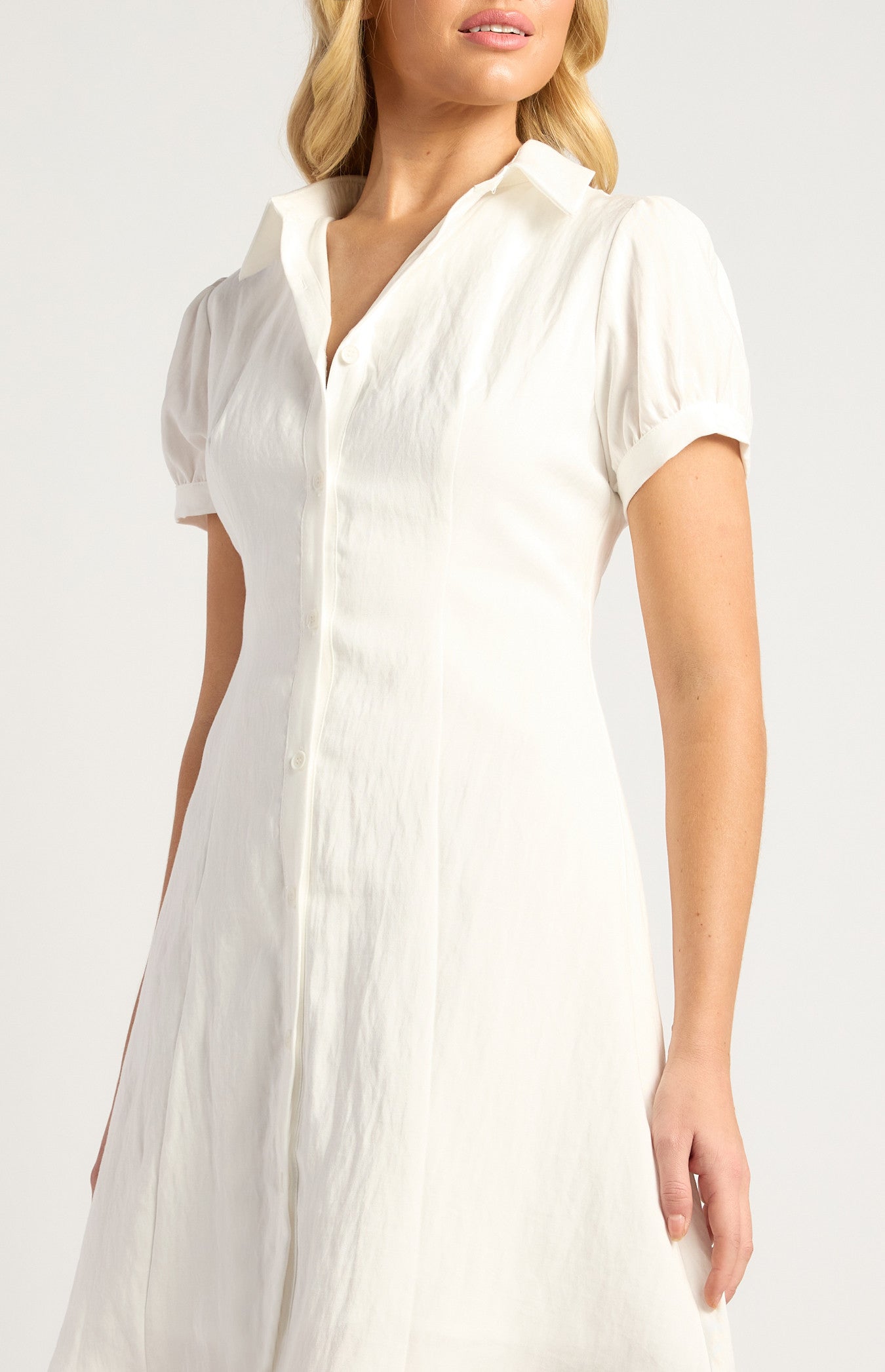 Lace Back Feature Button Up Shirt Dress