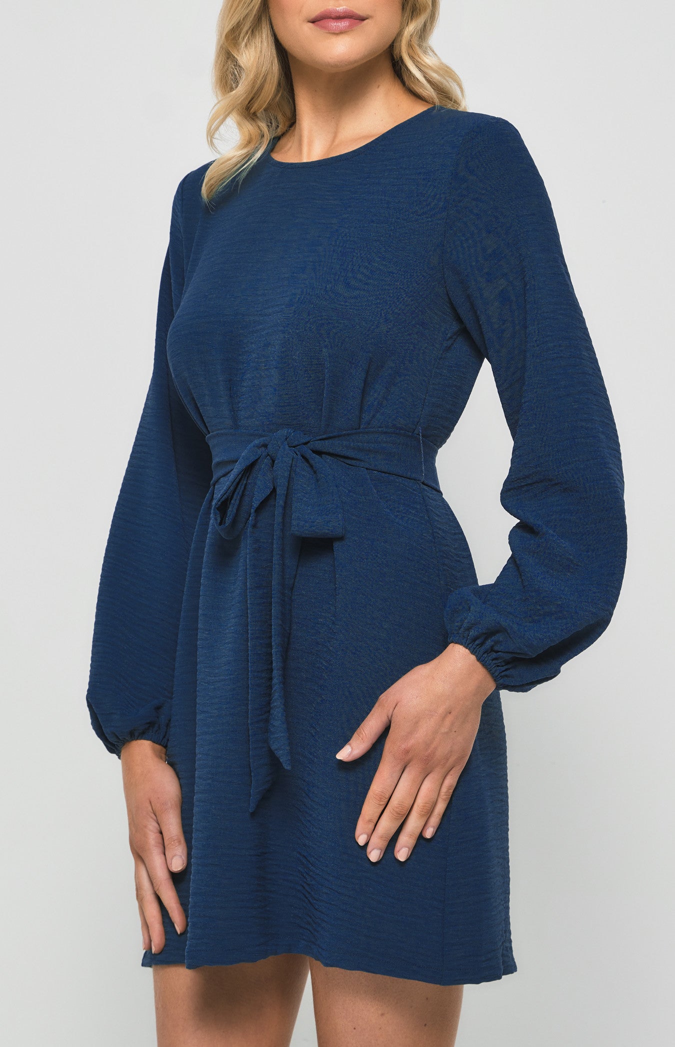 Round Neckline Long Sleeve Shift Dress