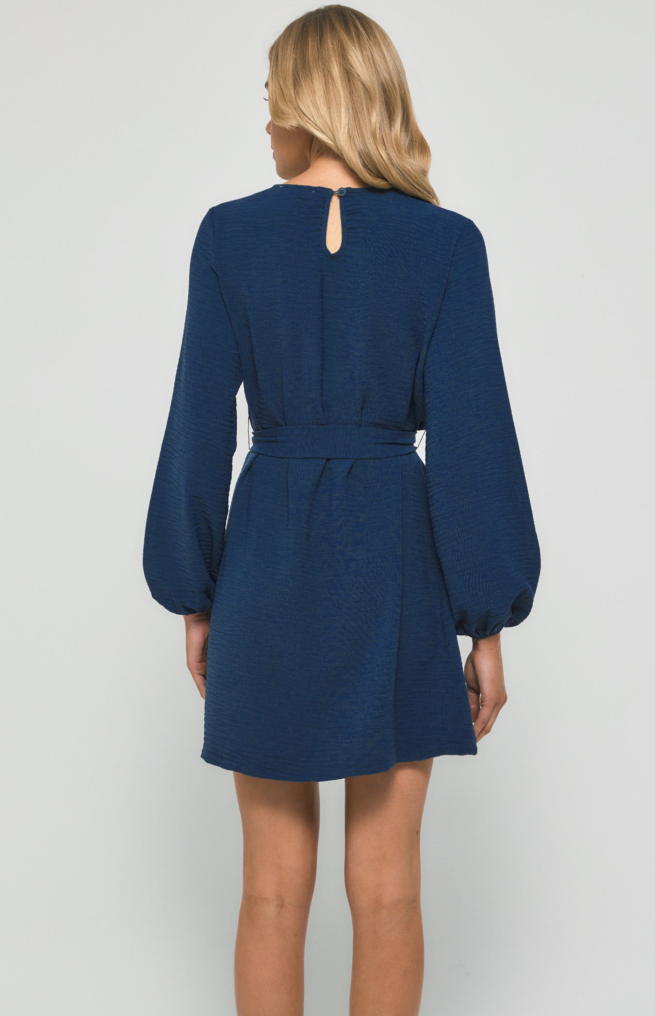 Round Neckline Long Sleeve Shift Dress