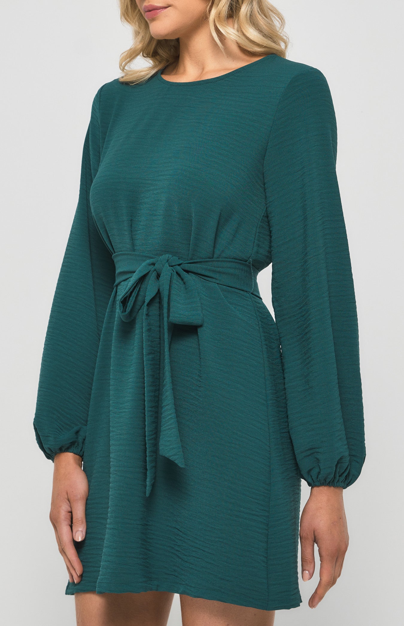 Round Neckline Long Sleeve Shift Dress