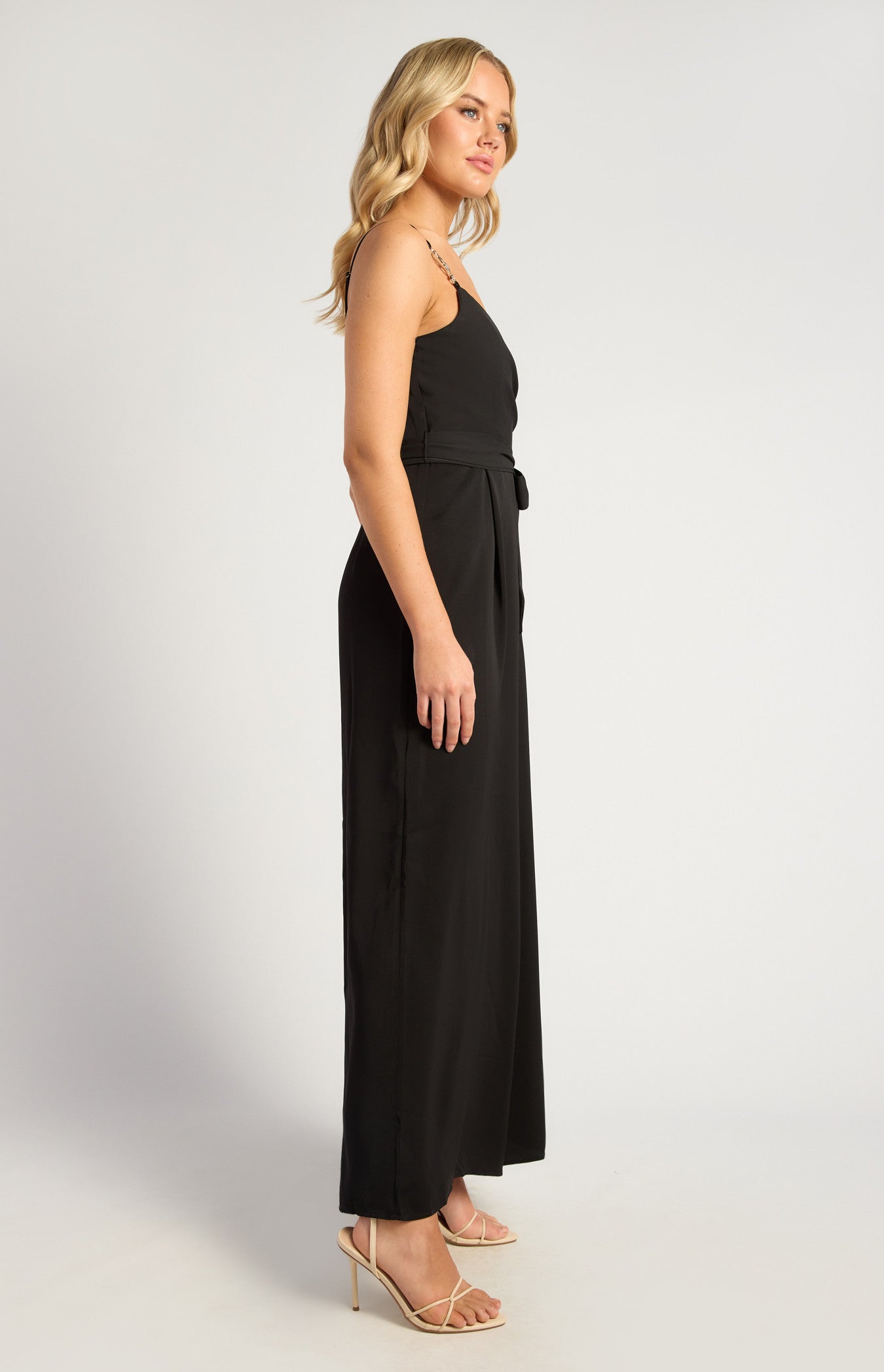 Gold Chain Detail Pleated Front Jumpsuit
