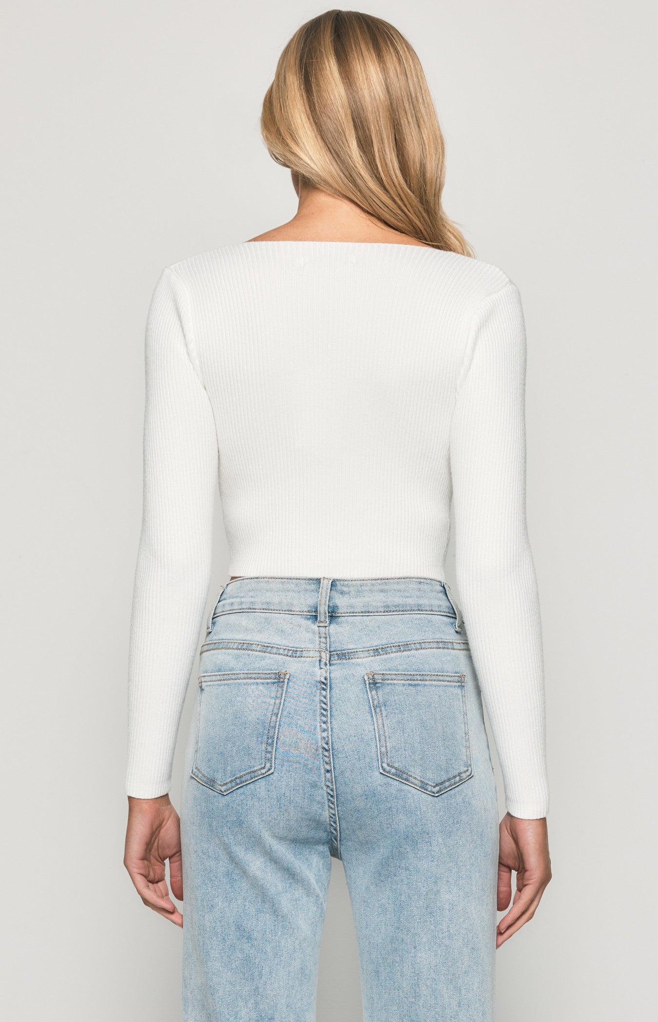 V-Neckline Long Sleeve Basic Knit
