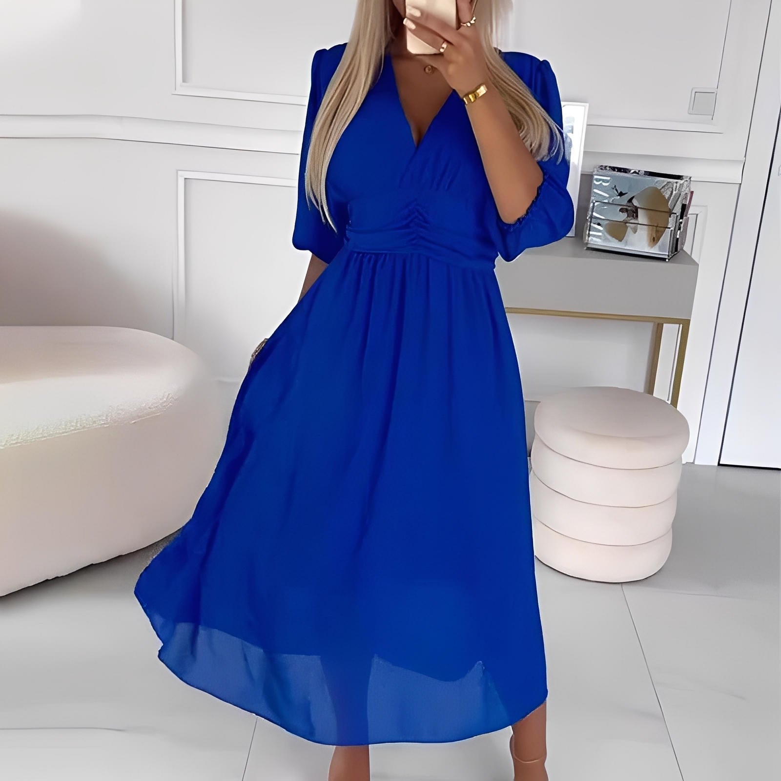 Lightweight Chiffon V-Neck Dress