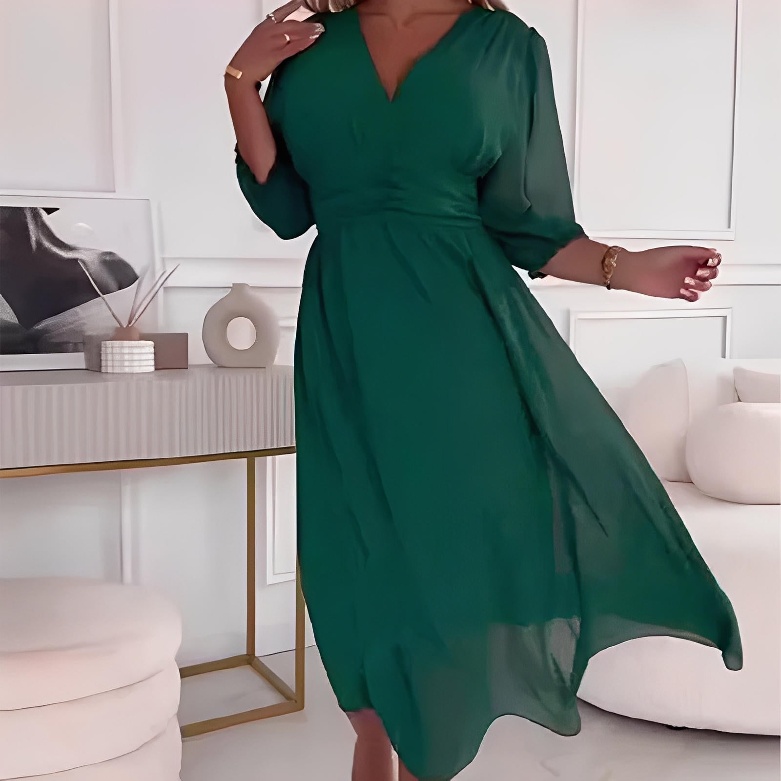 Lightweight Chiffon V-Neck Dress