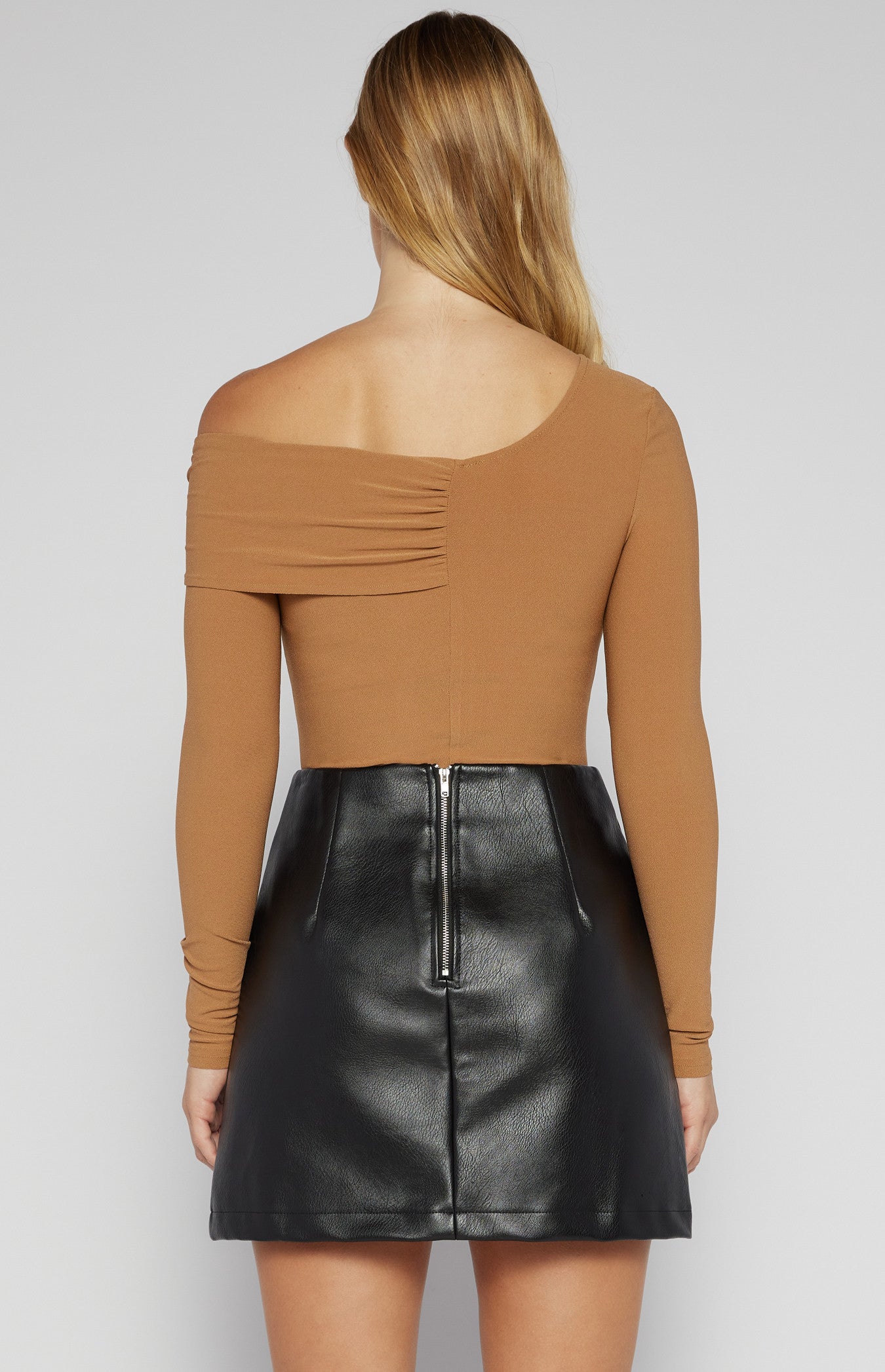 One Shoulder Jersey Top with Knot Feature