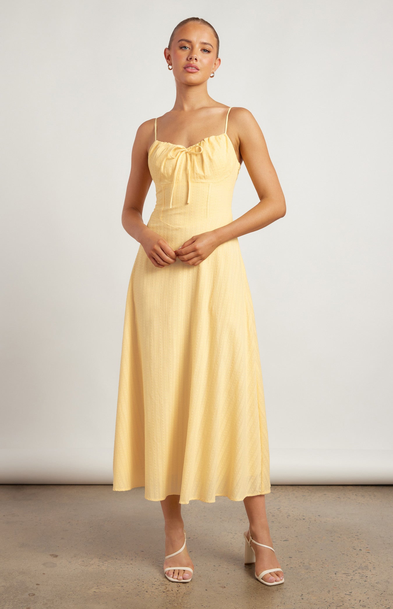 Lace Up Back Detail Embroidered Cotton Maxi Dress