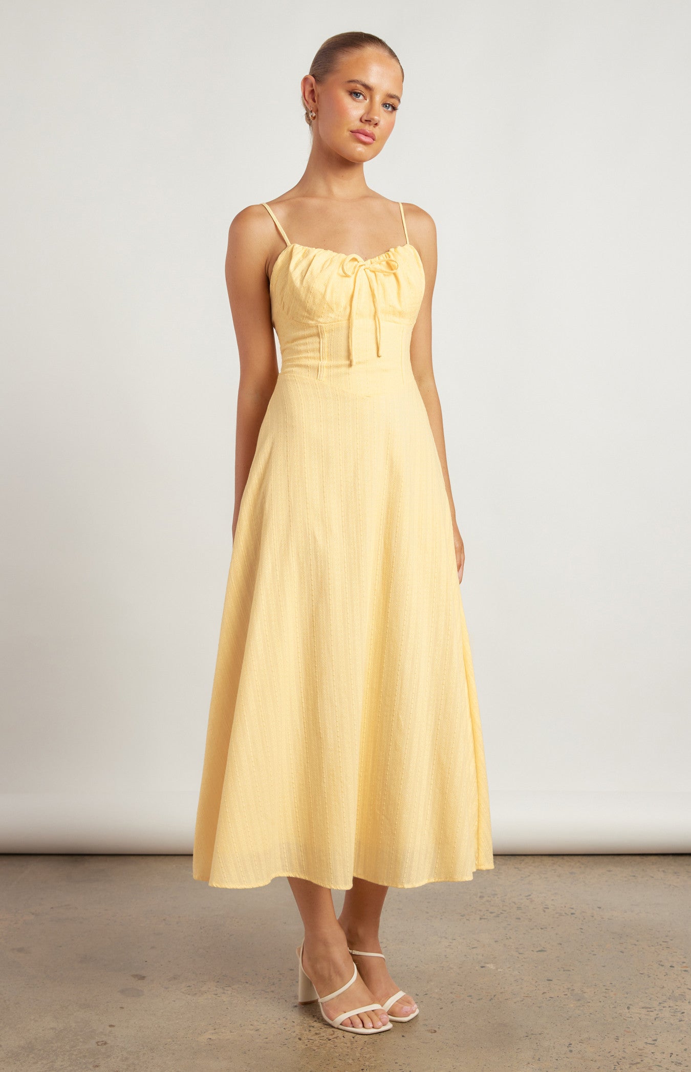 Lace Up Back Detail Embroidered Cotton Maxi Dress