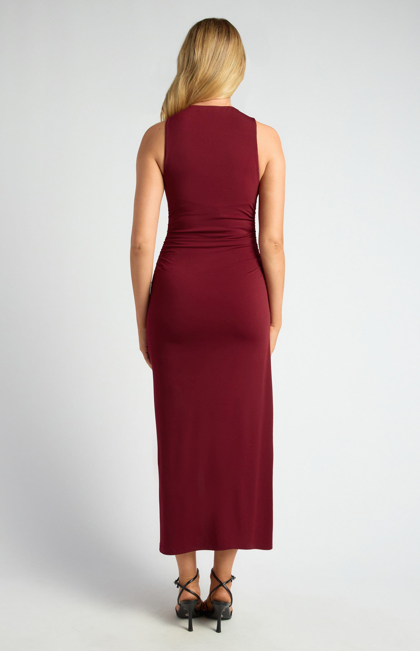 Ruched Detail Racer Jersey Dress with Side Split