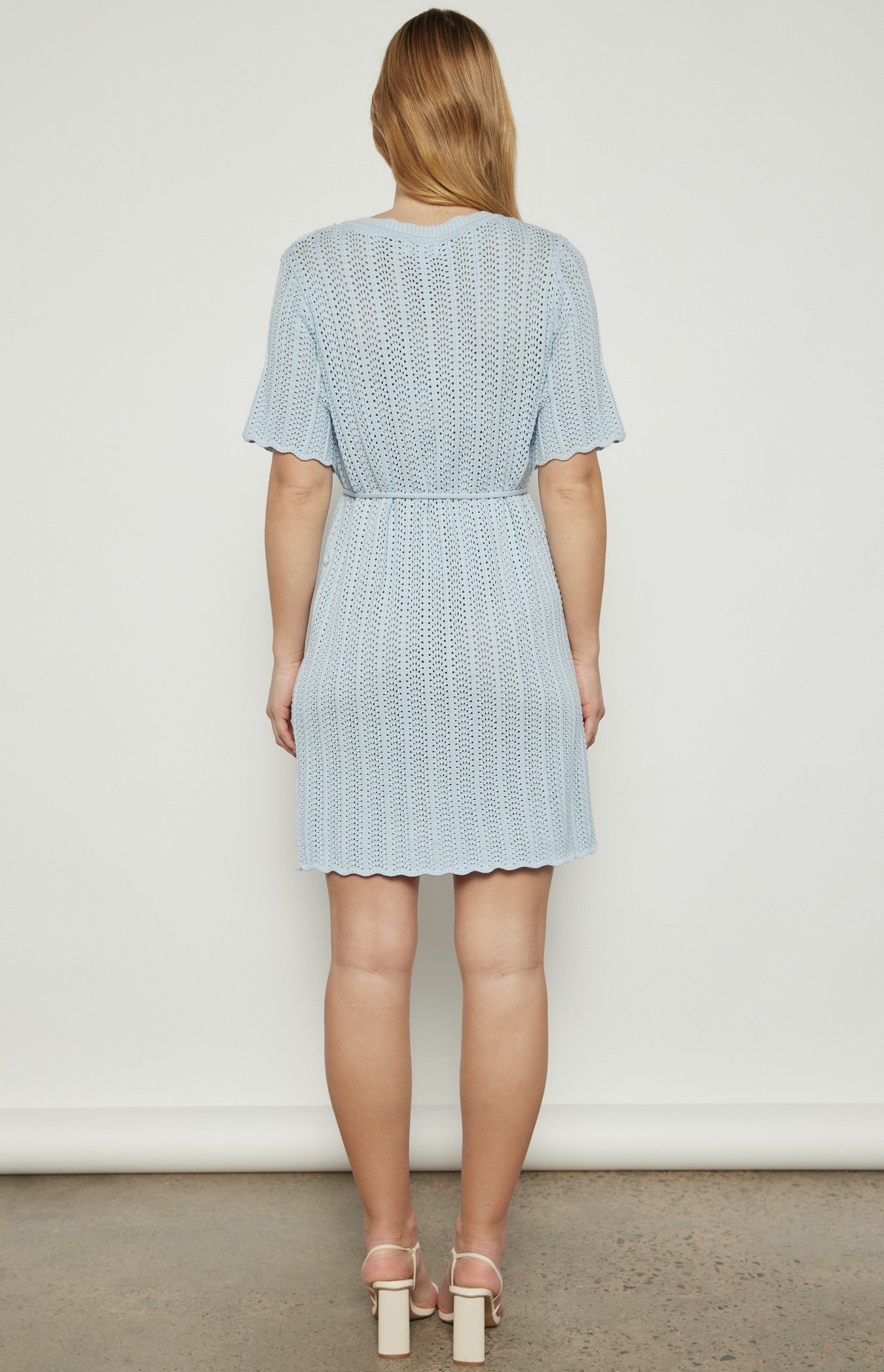 Crochet Knit Dress with Scallop Edge