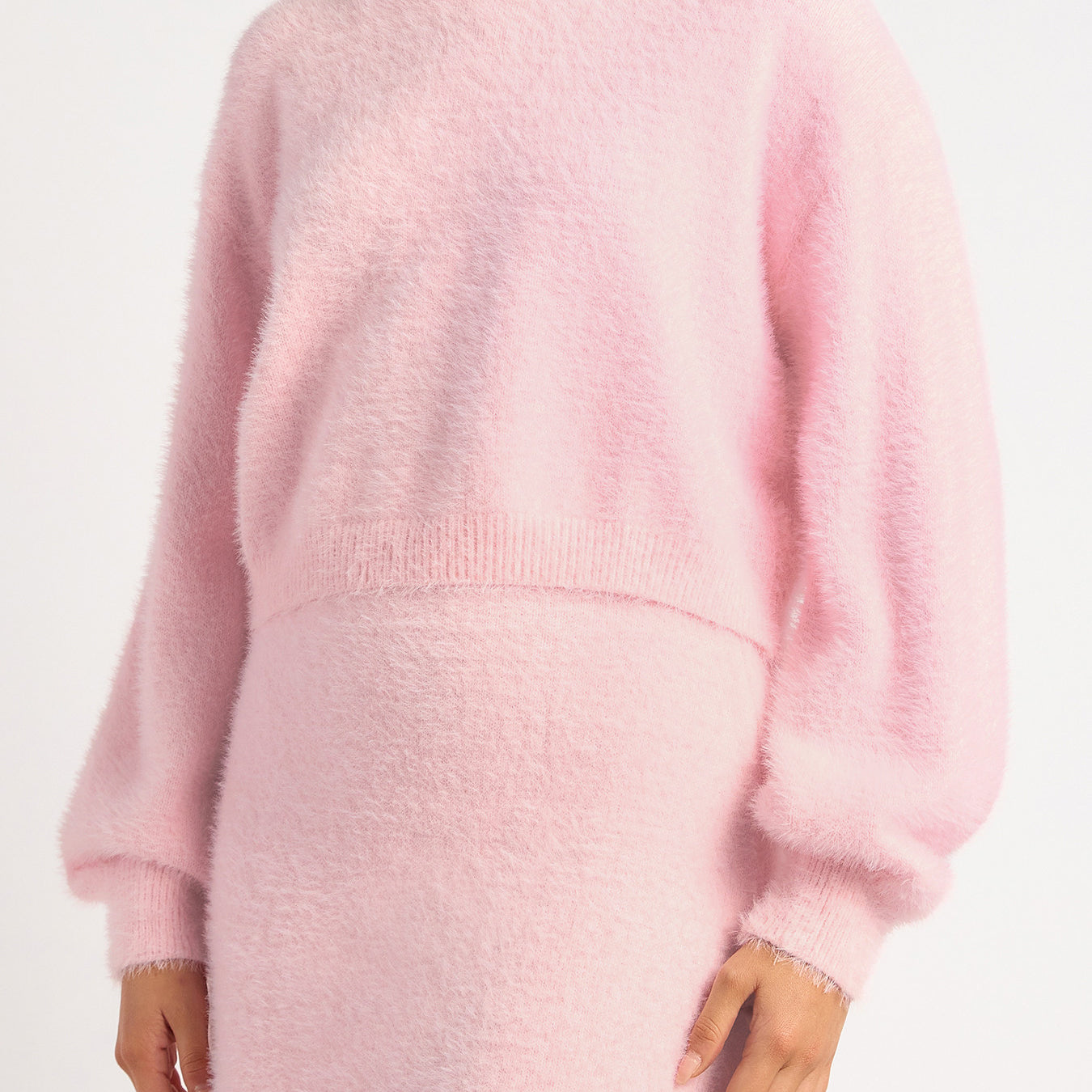 Fluffy Knit Set with Jumper and Mini Skirt