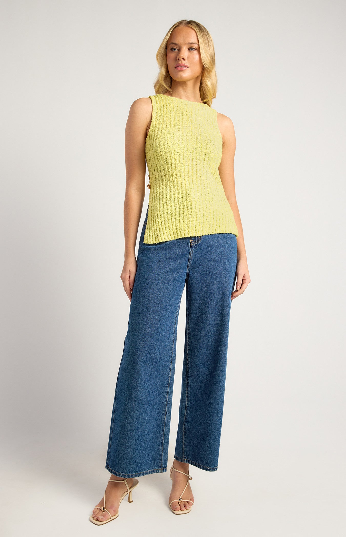 Racer Neckline Soft Knit Top
